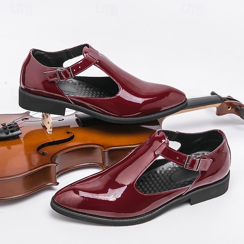 Men's Burgundy Faux Leather Sandals with Adjustable Buckle – Stylish and Comfortable Footwear for Casual and Outdoor Wear4