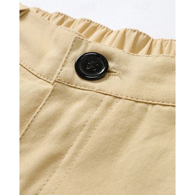 Men's Cargo Shorts Shorts Summer Shorts Elastic Waist Multi Pocket Plain Comfort Wearable Knee Length Outdoor Sport Daily Fashion Casual Black Green3