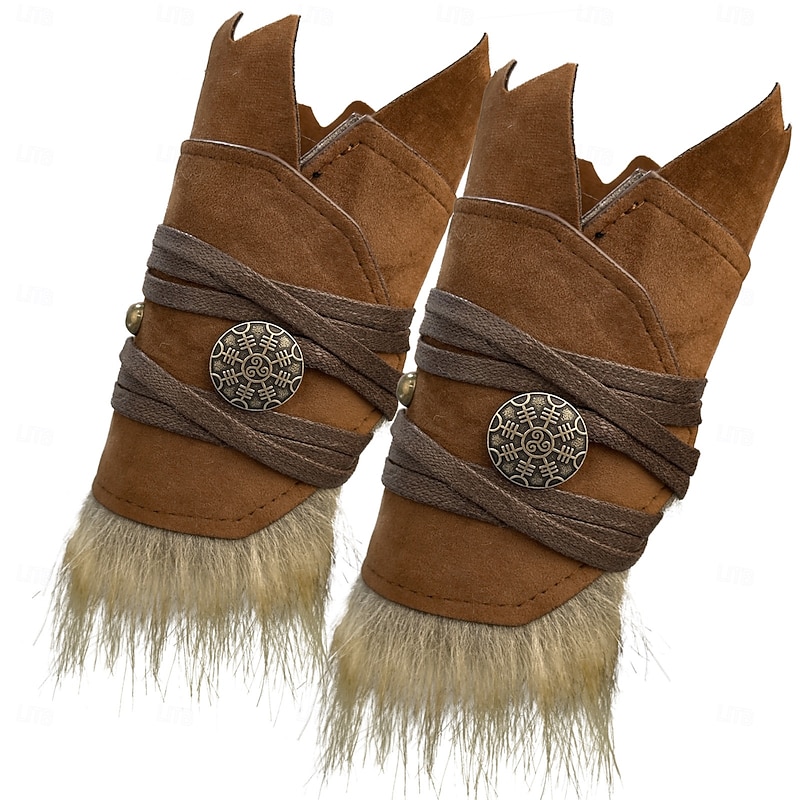 Retro Vintage Medieval Renaissance Wristband Warrior Viking Fancy Dress Men's Viking Halloween Carnival Performance Party LARP Adults' Arm Guards3