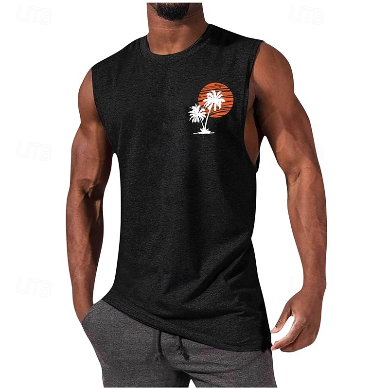 Men's Tank Top Vest Top Undershirt Sleeveless Shirt Sleeveless Crewneck Summer Graphic Fashion Designer Vacation Street Going out Black White Red Top Tee for Men2