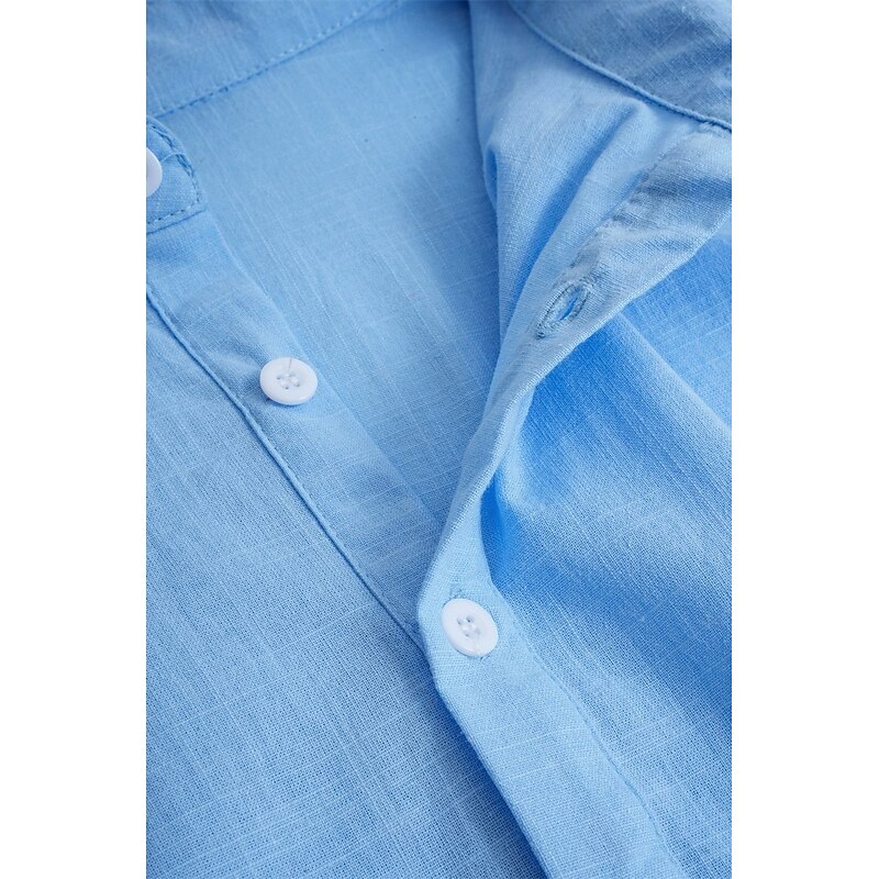 Men's Shirt Linen Shirt Summer Shirt Beach Wear Plain Vacation Casual Black White Green Khaki Long Sleeve Lapel Summer Spring & Summer Clothing Apparel4