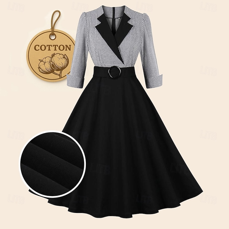 Retro Vintage 1950s Vintage Dress Cocktail Dress Swing Dress Flare Dress Plaid Checkered Fancy Dress Women's Masquerade Party / Evening Bachelorette Party Adults' Dress Homecoming Dresses