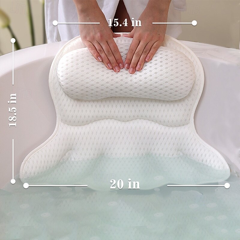 Bath Pillow Luxury Bathtub Pillow Bath Pillows for Tub Neck and Back Support, Ergonomic Tub Pillow for Bath with 4D Air Mesh + 6 Strong Suction Cups, Great Spa Gifts Bathtub Accessories2