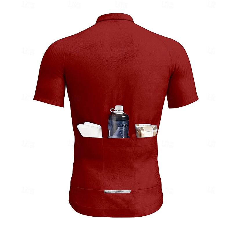Men's Cycling Jersey Graphic Letter & Number Short Sleeve Bike Jersey Top with 3 Rear Pockets Sunscreen UV Resistant Quick Dry Reflective Strips Sports Wine Red Black Army Green Clothing Apparel2
