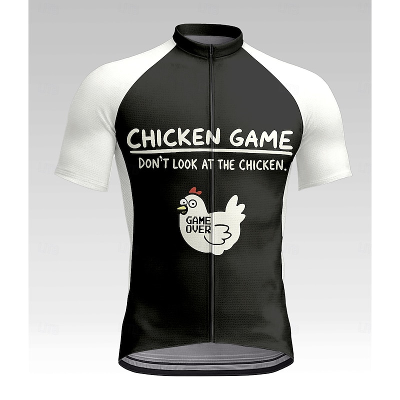 Men's Cycling Jersey Graphic Animal Letter & Number Short Sleeve Bike Tee Tshirt Jersey Top with 3 Rear Pockets UV Resistant Quick Dry Front Zipper Reflective Strips Sports Black Clothing Apparel