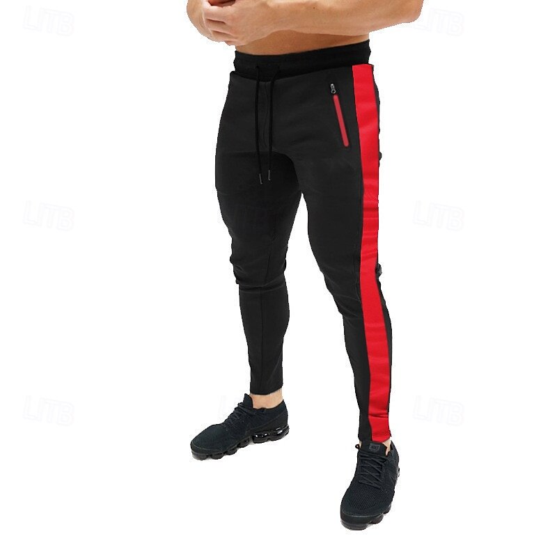 Men's Sweatpants Joggers Trousers Pocket Color Block Comfort Breathable Outdoor Daily Going out Fashion Casual Black Red2