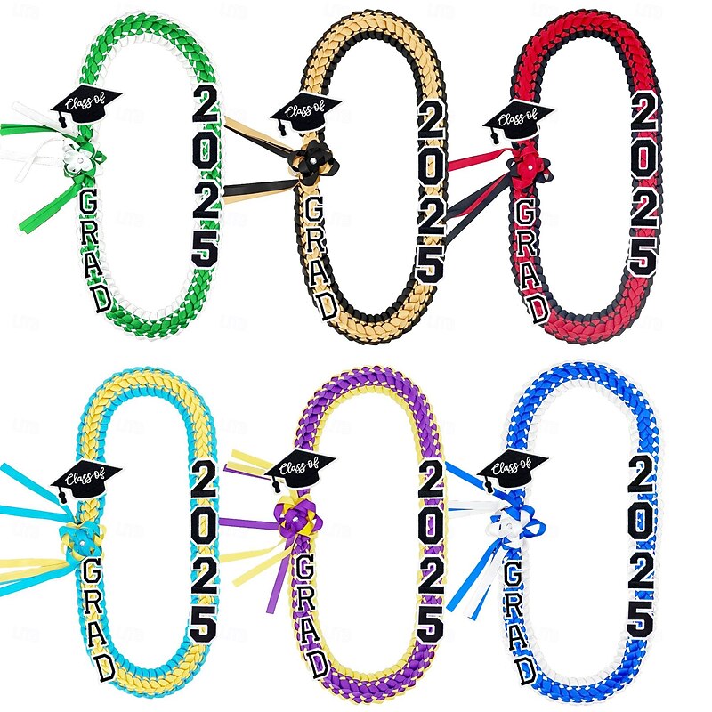 Graduation Ribbon Lei 2025 Double Layer Handmade Honor Cord Gift, Satin Flower Garland for Graduates, Graduation Ceremony Party Decoration3