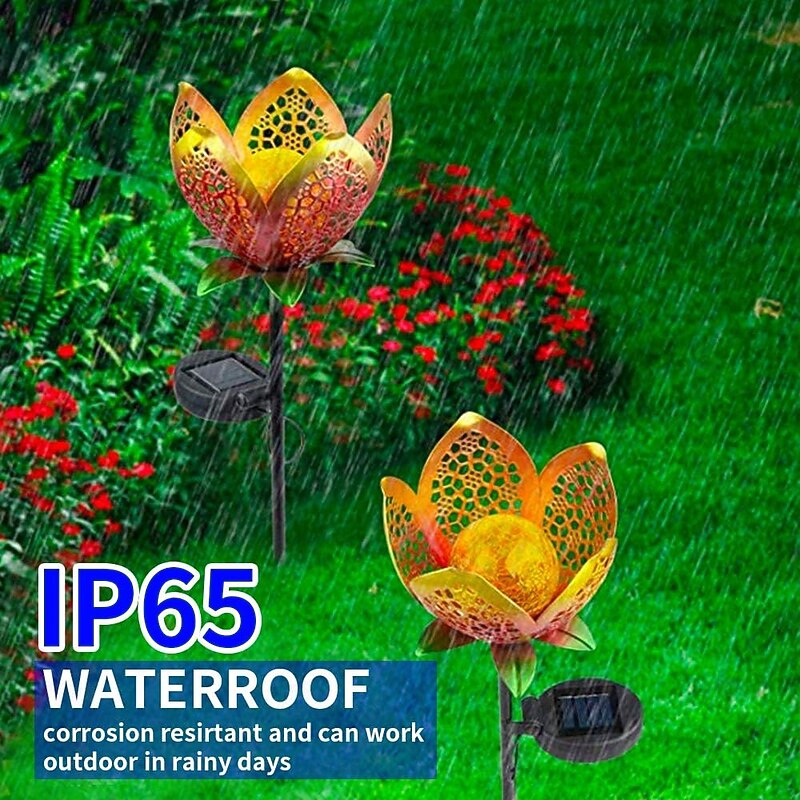 Solar Lights Outdoor Garden, Lotus Flower Solar LED Landscape Light. Waterproof Outdoor Decorative Ornaments for Pond Yard Lawn Pathway