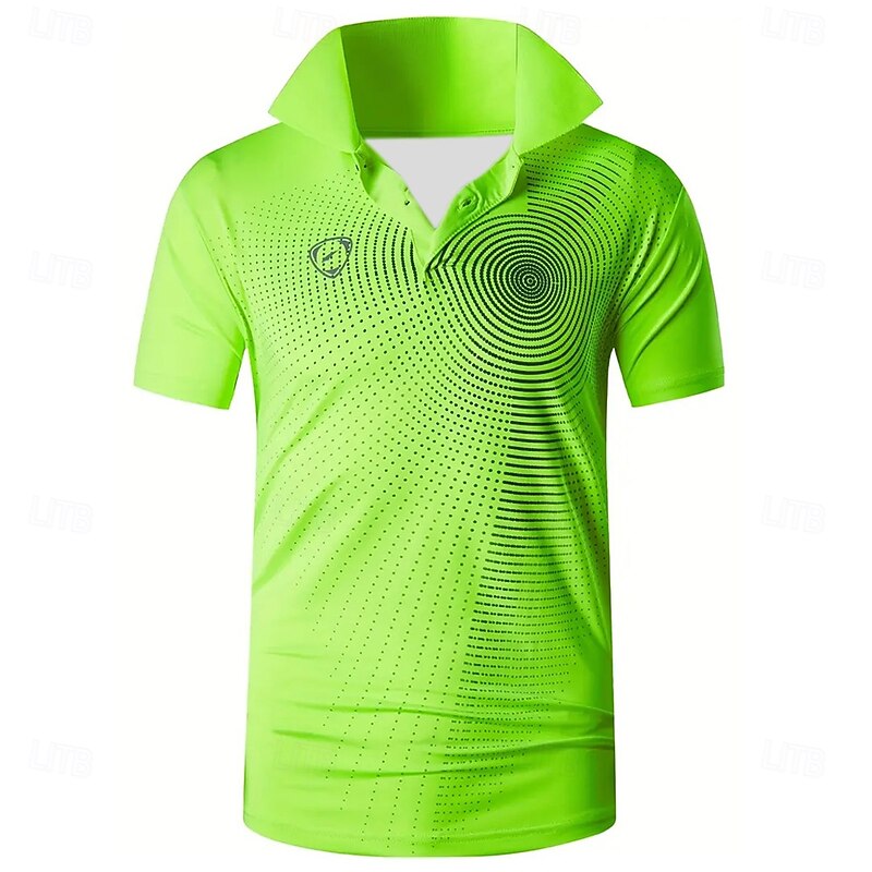 Men's Geometric Polo Short Sleeve Polo Shirts Collared Shirts Business Casual School Athleisure Daily Wear 3D Print Summer Black White Red3