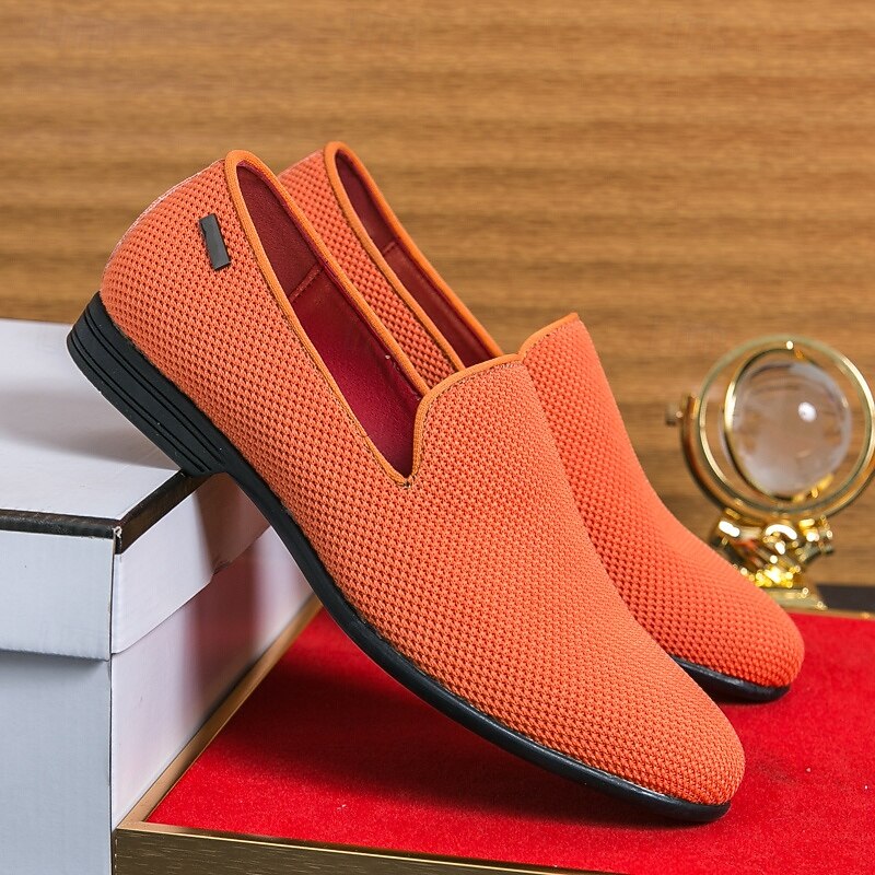 Men's Bright Orange Breathable Mesh Loafers – Casual Prom Party Slip-On Shoes for Summer Events2