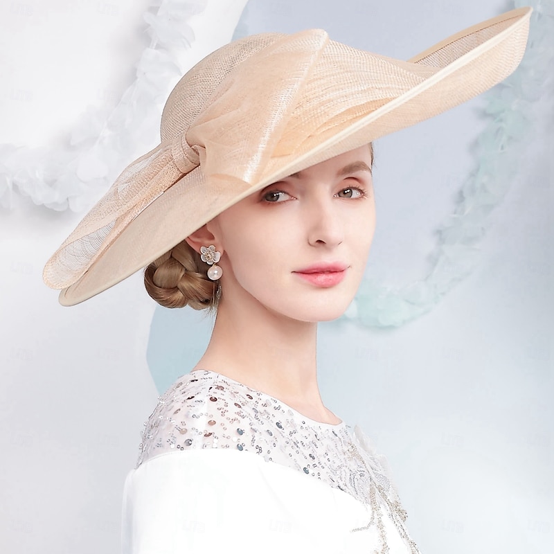 Hats Flax Bowler / Cloche Hat Sun Hat Sinamay Hat Wedding Tea Party Elegant Wedding With Bowknot Headpiece Headwear