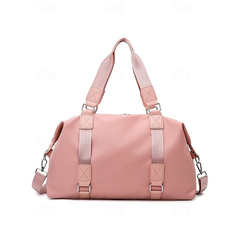 Women's Fashion Pink Nylon Duffel Bag - Multifunctional Shoulder Bag with Adjustable Strap for Travel, Fitness and Leisure Use4