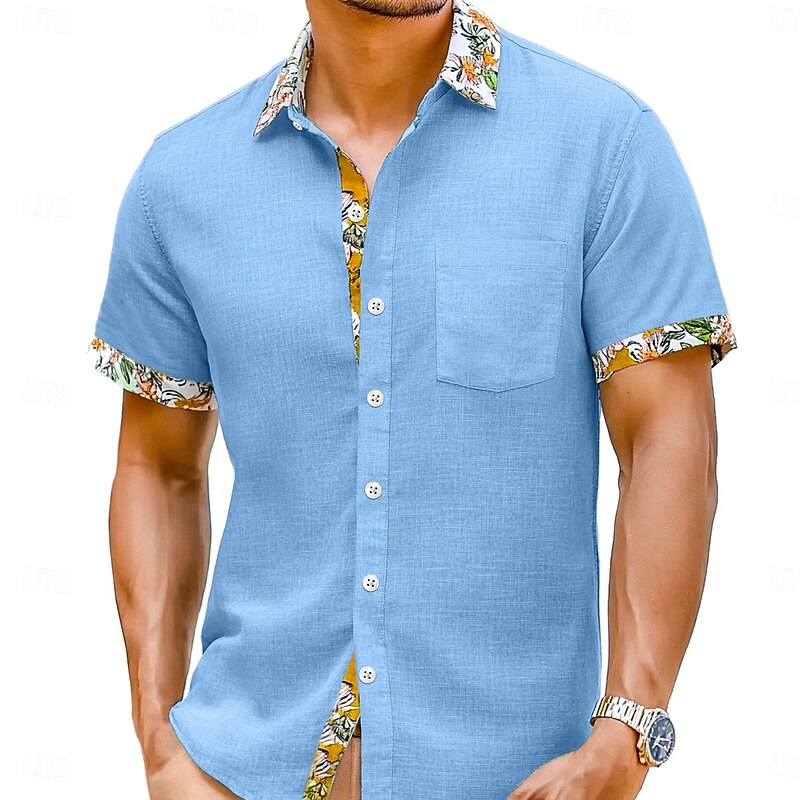 Men's Shirt Linen Shirt Summer Shirt Beach Wear Button Up Shirt Solid Color Vacation Curise Black White Green Light Blue Short Sleeve Collar Summer Spring & Summer Clothing Apparel2