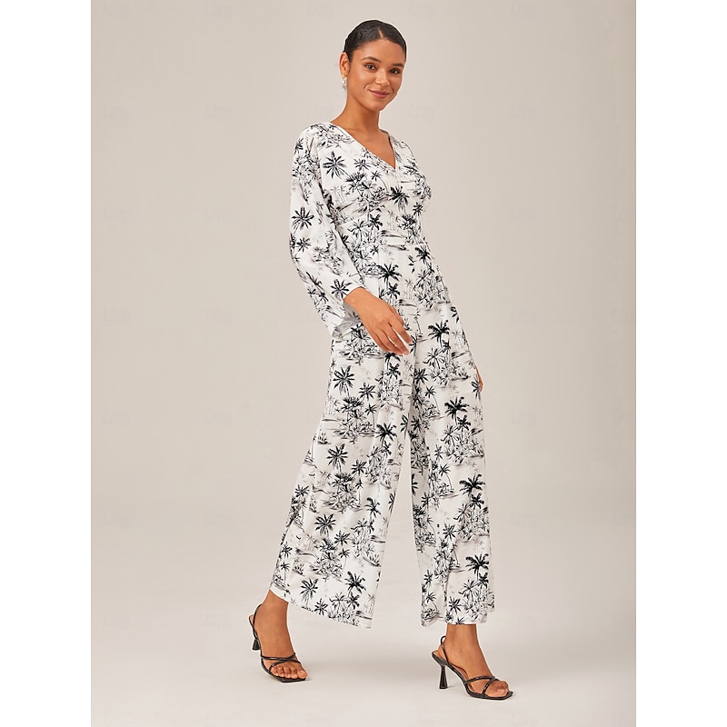 Summer Sketch Hand-Drawing  Bell Sleeve Jumpsuit