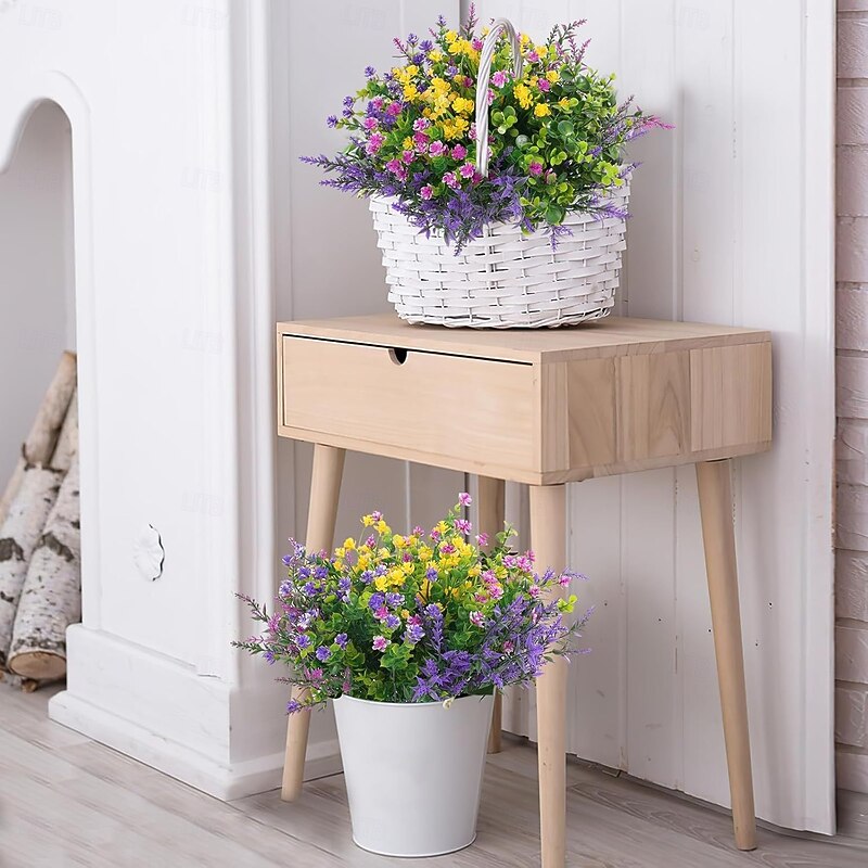 24pcs Artificial Flowers for Outdoors, UV Resistant Faux Plants, Outdoor Artificial Flower Arrangement, Plastic Fake Flowers for Garden Patio Decoration4