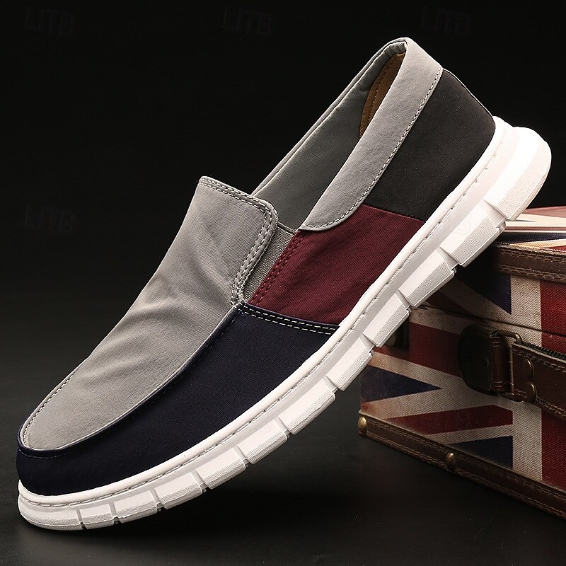 Men's Color Block Slip-On Casual Shoes – Breathable Lightweight Canvas Sneakers for Weekend Outings and Summer Wear3