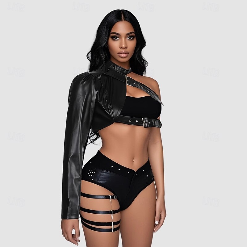 Punk & Gothic Jacket PU Leather Harness Fancy Dress Women's Halloween Carnival Nightclub Pride Parade Pride Month Adults' Top All Seasons3