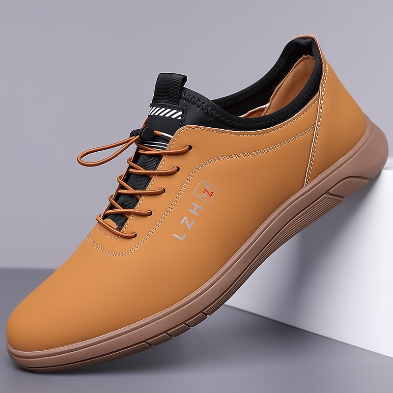 Casual Tan Lace-Up Sneakers for Men - Comfortable Everyday Shoes for Casual Outings