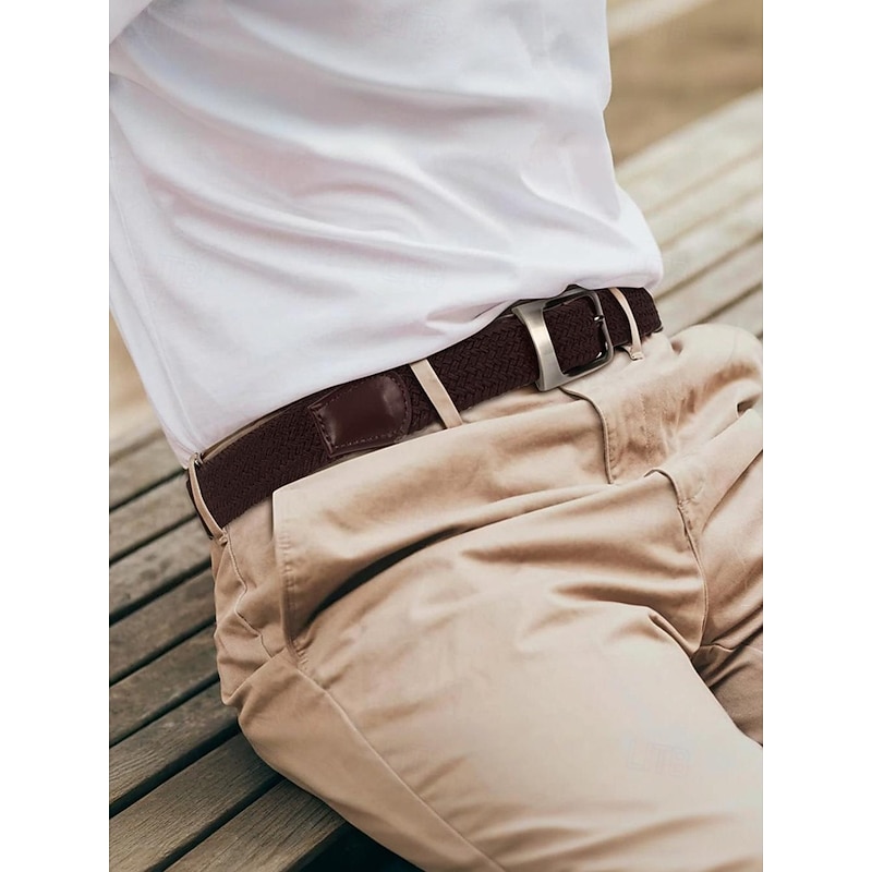 Men's Stretch Woven Elastic Belt with Metal Buckle – Casual Adjustable Braided Belt for Business, Travel and Daily Wear2