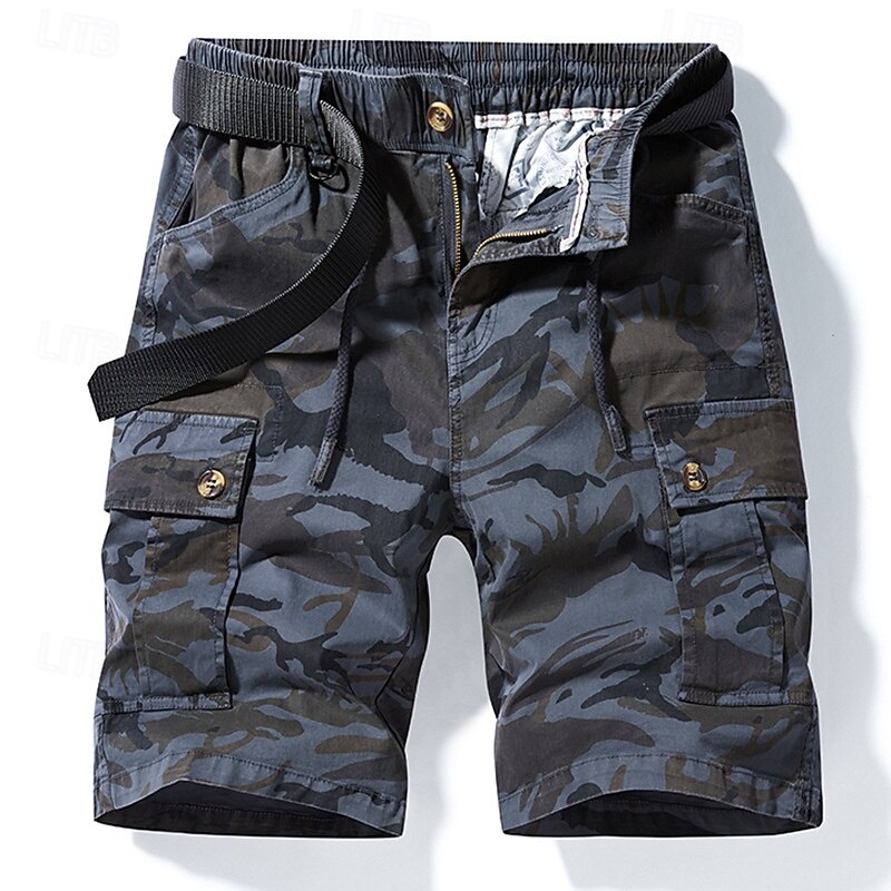 Men's Cargo Shorts Camo Shorts Shorts Summer Shorts Multi Pocket Camo / Camouflage Comfort Wearable Knee Length Outdoor Sport Daily Fashion Casual Army Green Khaki3