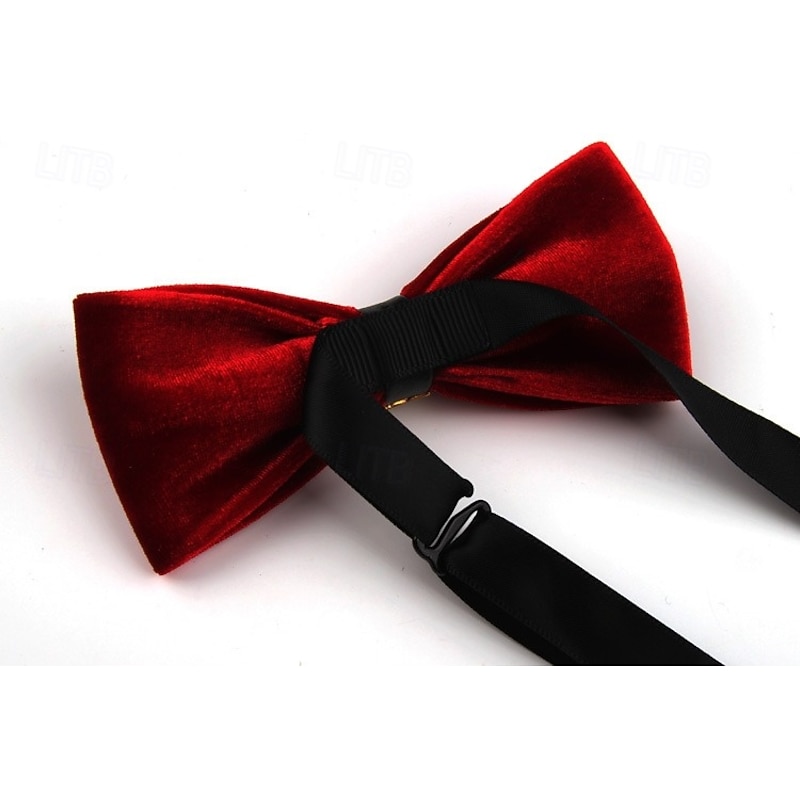 Men's Vintage Bow Tie Wedding Party Homecoming Velvet Bow Tie Solid Color Black Burgundy Royal Blue3