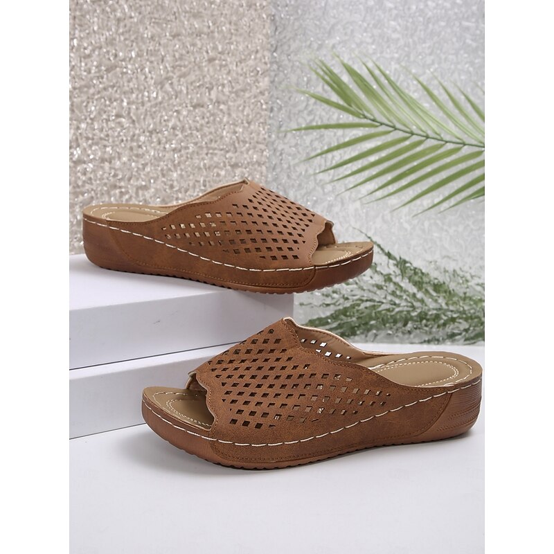 Women's Cutout Slip-On Sandals – Breathable Slide Sandals for Casual Summer Outings & Travel4