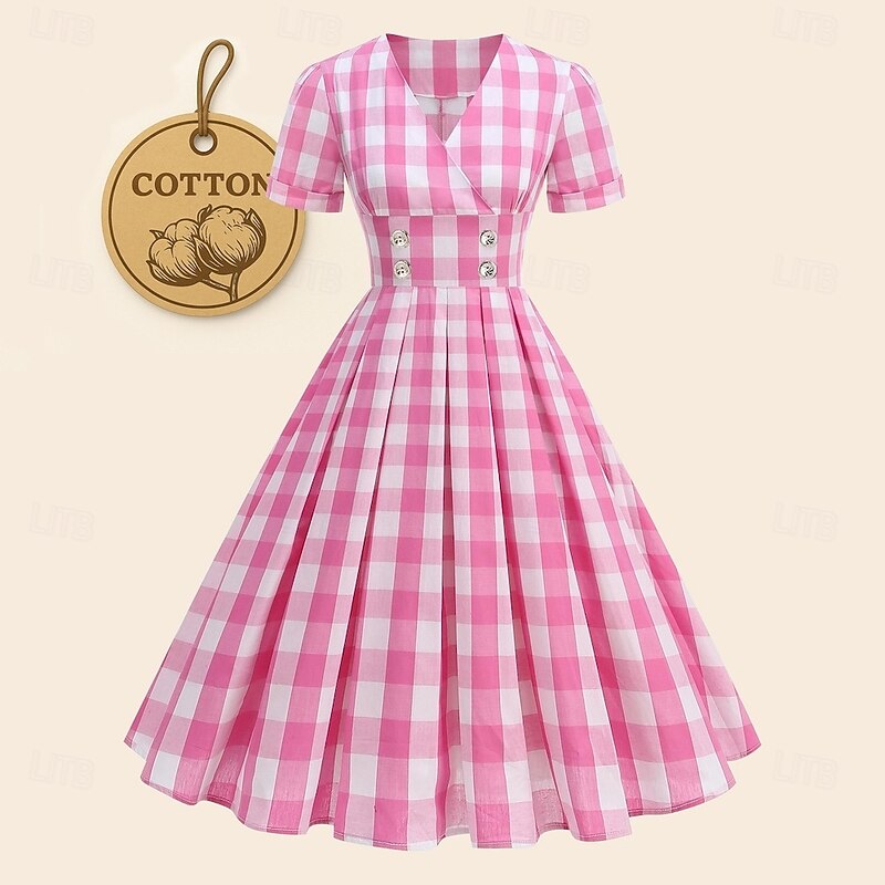 Retro Vintage 1950s Vintage Dress Dress A-Line Dress Swing Dress Plaid Checkered Checkered Gingham Fancy Dress Women's Masquerade Event / Party Bachelorette Party Adults' Dress Homecoming Dresses