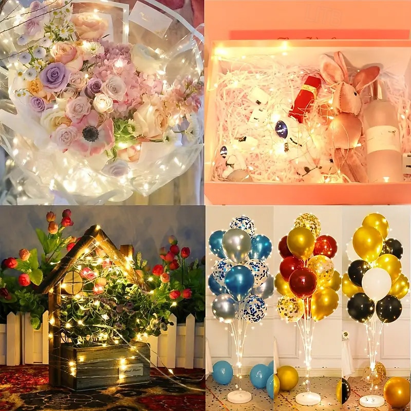 Battery Powered LED String Lights, 10 Packs Indoor Balloon Decoration, Mini LED Party, Wedding, Christmas, Full Star Mood Lights4