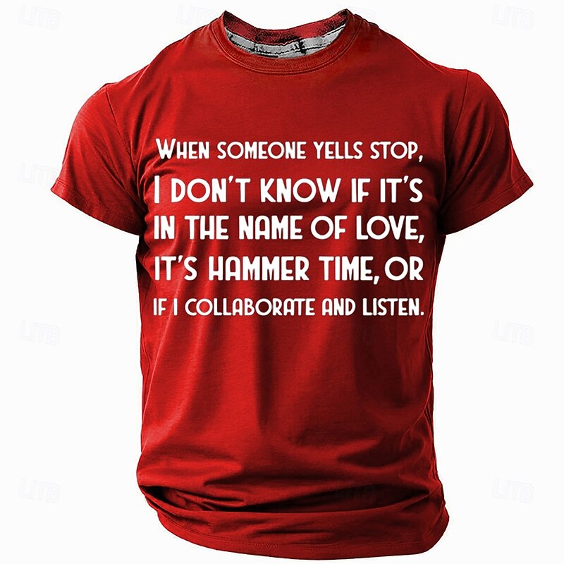 Men's Funny Graphic T-Shirt | Pop Culture Music Quote Tee 'When Someone Yells Stop' Short Sleeve3