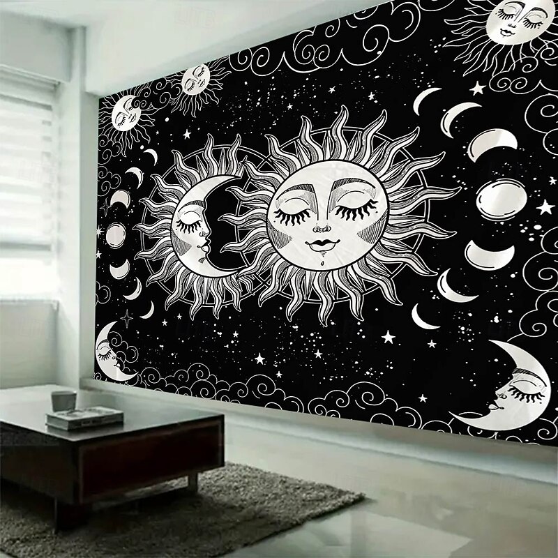 Mandala Sun and Moon Hanging Tapestry Wall Art Large Tapestry Mural Decor Photograph Backdrop Blanket Curtain Home Bedroom Living Room Decoration4