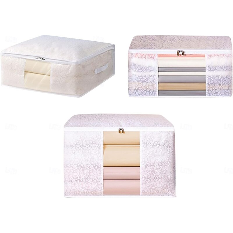 Large Capacity Storage Bag for Clothes and Bedding, Waterproof Moving Bags with Zipper Handles, Foldable Blanket Organizer Bag for Quilts, Duvets, Comforters, and Household Storage4