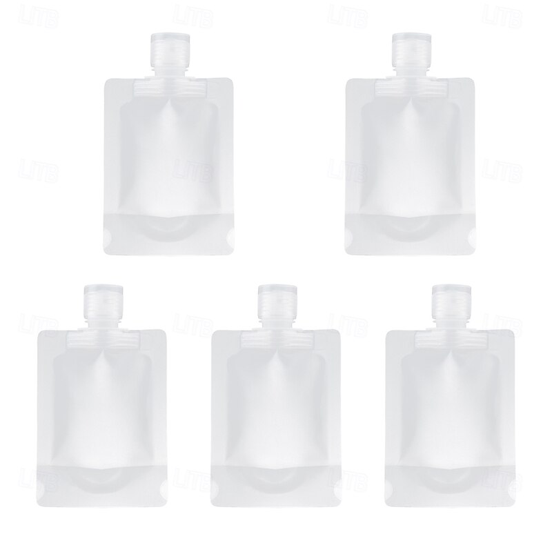 5PCS 30/50/100 ml Travel Pouches for Toiletries, TSA Approved, Refillable Empty Travel Size Containers, Small Squeeze Pouches Travel Bottles for Shampoo Conditioner Lotion Soap Liquids