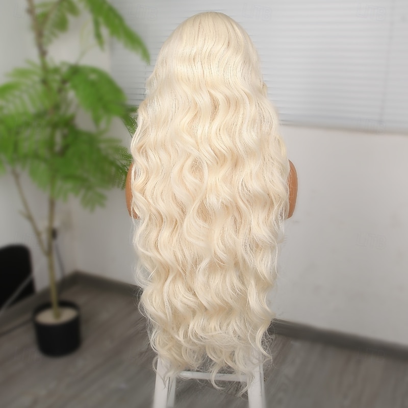 Synthetic Lace Wig Body Wave Style 30 inch Blonde Middle Part 13x4 Lace Front Wig Women's Wig Light golden4