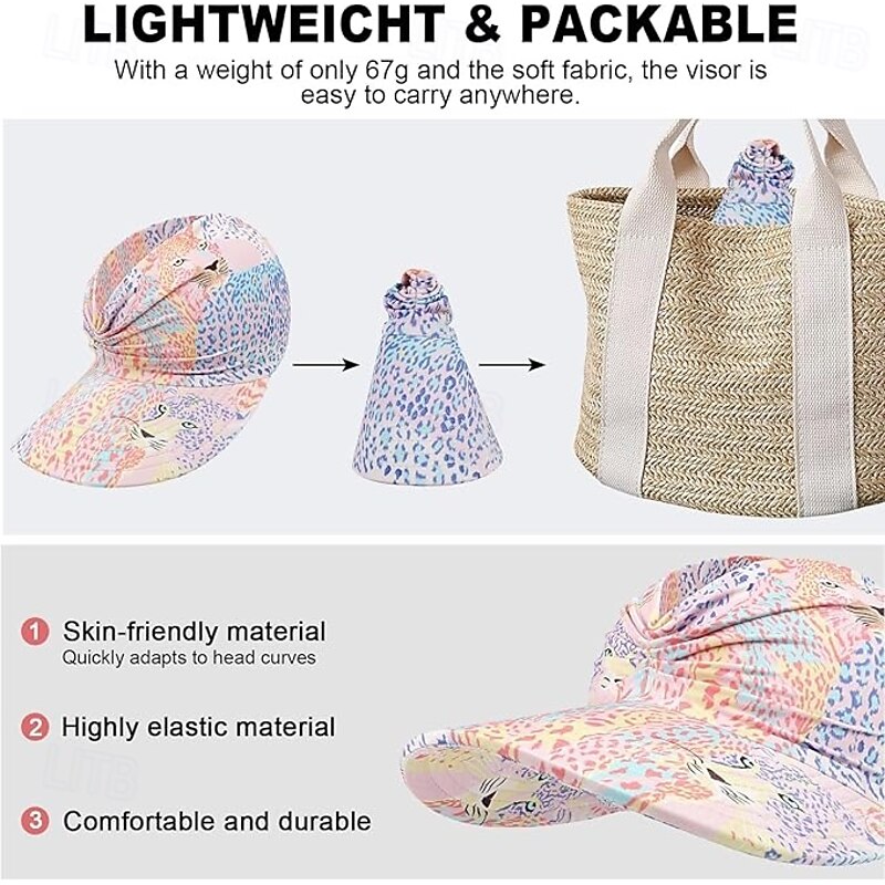 Sun Visor Hats for Women with Large Brim Foldable Visor Cap Beach Hat Sun Protection UPF 50+ Designed for Outdoor Sports Beach Volleyball, Golf, Baseball, Tennis, Badminton, Running4