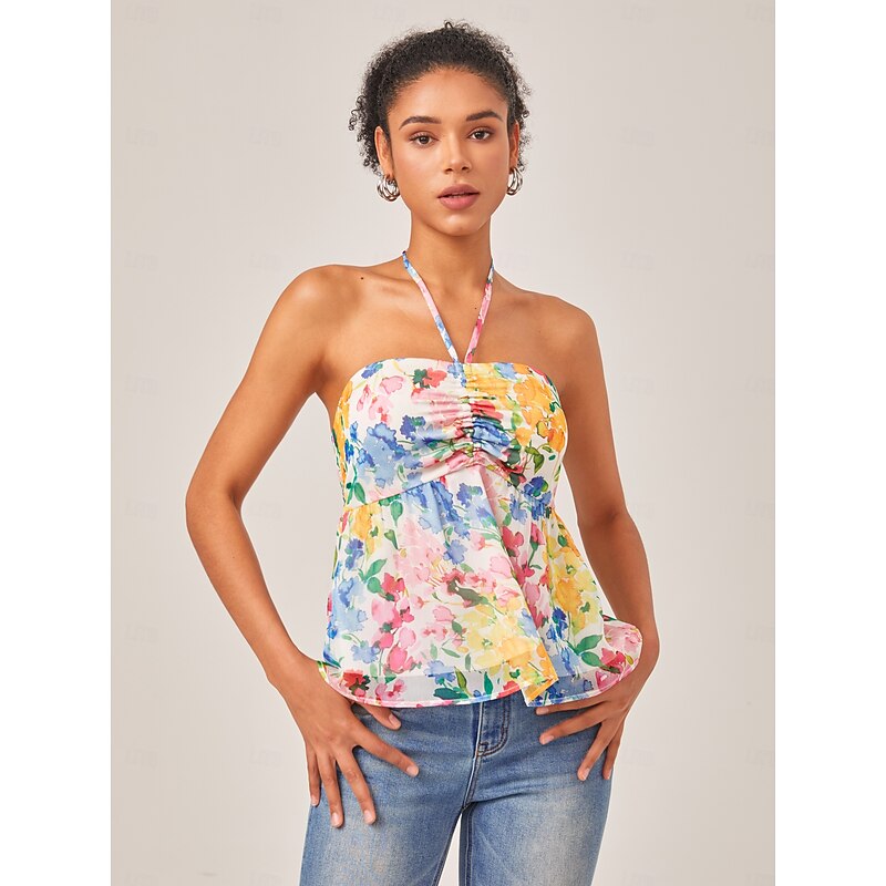 Floral Prints Halter Tanktop
