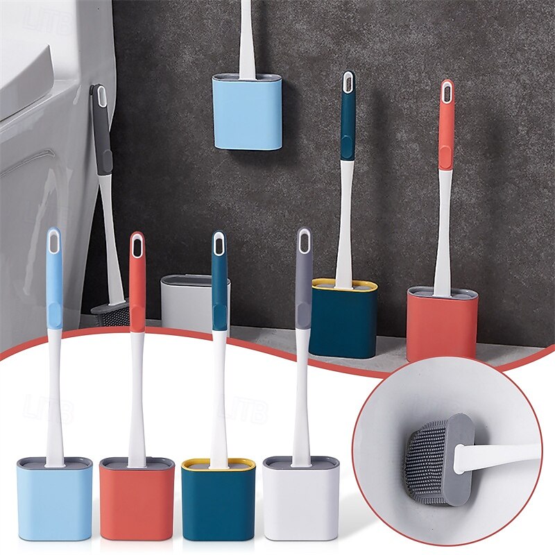 Toilet Scrubber Toilet Cleaner Brush Silicone Bristles Toilet Bowl Brush Compact Toilet Cleaner Brush for Bathroom Organization Practical