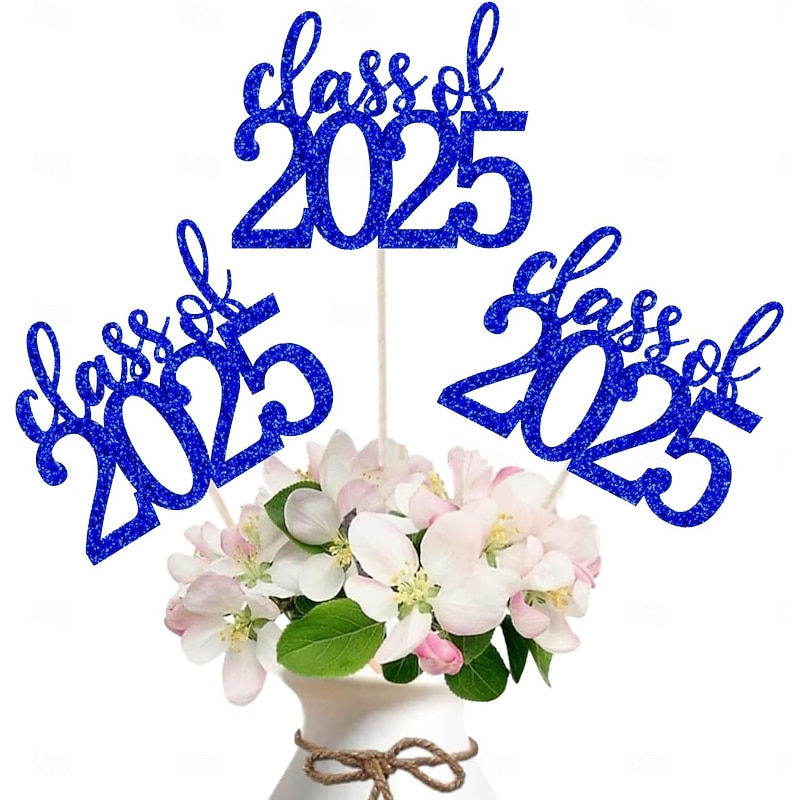 100 Pack Double Sided Class of 2025 Graduation Party Centerpiece Sticks Centerpiece Table Decorations for 2025 Graduation Party Decoration Party Supplies