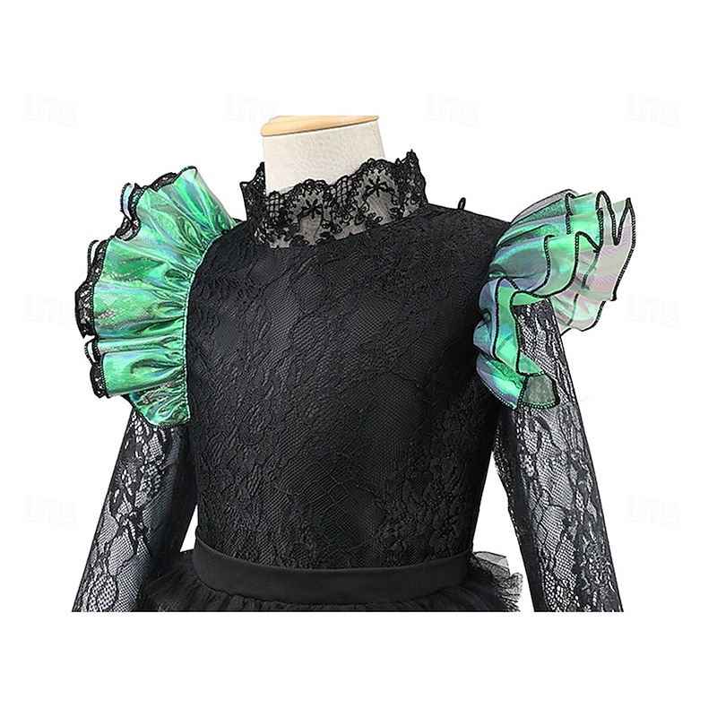 Witch Fairy Elphaba Dress Tulle Dresses Movie Cosplay Costume Carnival Costume Walpurgis Night Dress Up Movie Cosplay for Girls' Kids Halloween Carnival World Book Day Performance Party Comic Con4