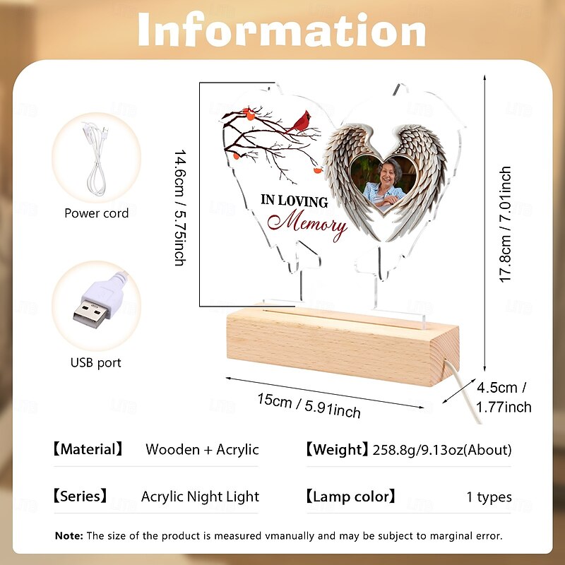 Personalized Memorial Night Light Custom Photo LED Light Gift for Living Room or Bedroom Creative Gift3