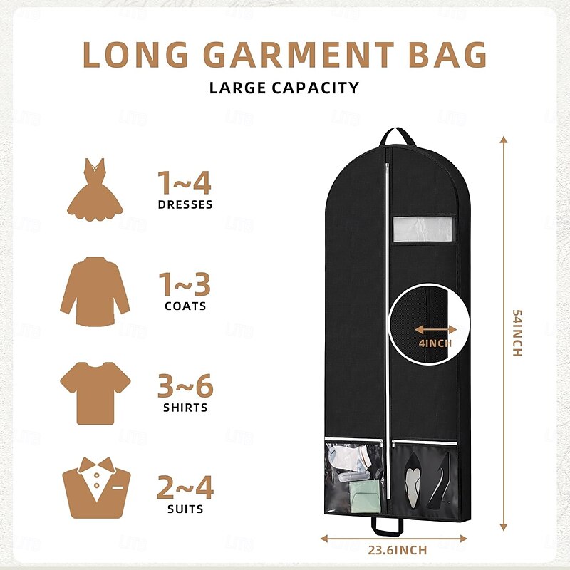 Garment Bag for Travel and Storage, Travel Suit Bags for Men Women with 2 Clear Pockets, Storage bags for Clothes, Suits, Dress, Shirts, Coats4