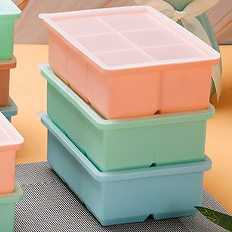 Ice Ball Maker Mold, Giants Square Ice Cubes Maker Reusable BPA Free Ice Moulds, Caramel Candy Silicone Molds