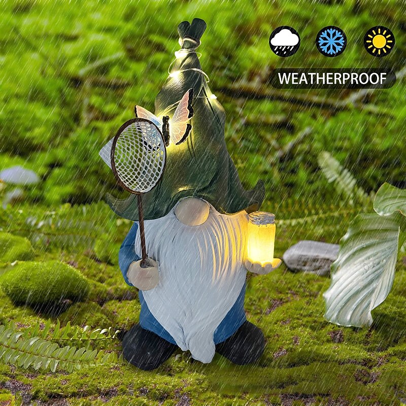 1 Pc Outdoor Solar Landscape Lights Luminous Dwarf Goblin Dragonfly Butterfly Bee Decorative Light Sculpture Light Courtyard Garden Lawn Path Landscape Light