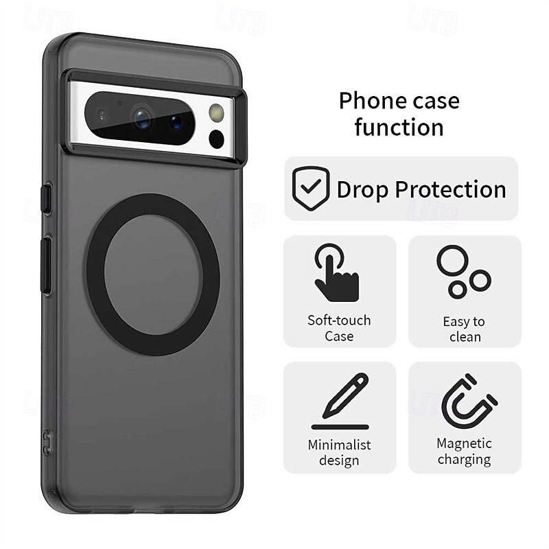 Magnetic Adsorption Phone Case for Google Pixel 9 Pro/9 Pro XL/8 Pro/8/9 PC Metal Shockproof Cover with Wireless Charging Support4