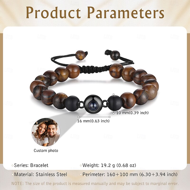 Personalized Photo Projection Bracelet Custom Best Gift for Dad, Husband, Grandpa or Boyfriend, Unique Men's Jewelry for Father's Day, Birthday, Anniversary, Christmas, Valentine's Day2