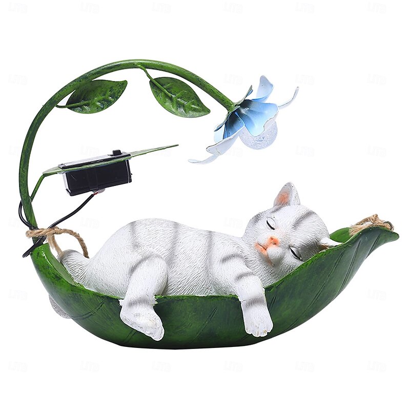 1 Pc Outdoor Solar Cute Animal Sleeping Decorative Light Hanging Tree Courtyard Garden Lawn Path Landscape Light Resin Sculpture Light2