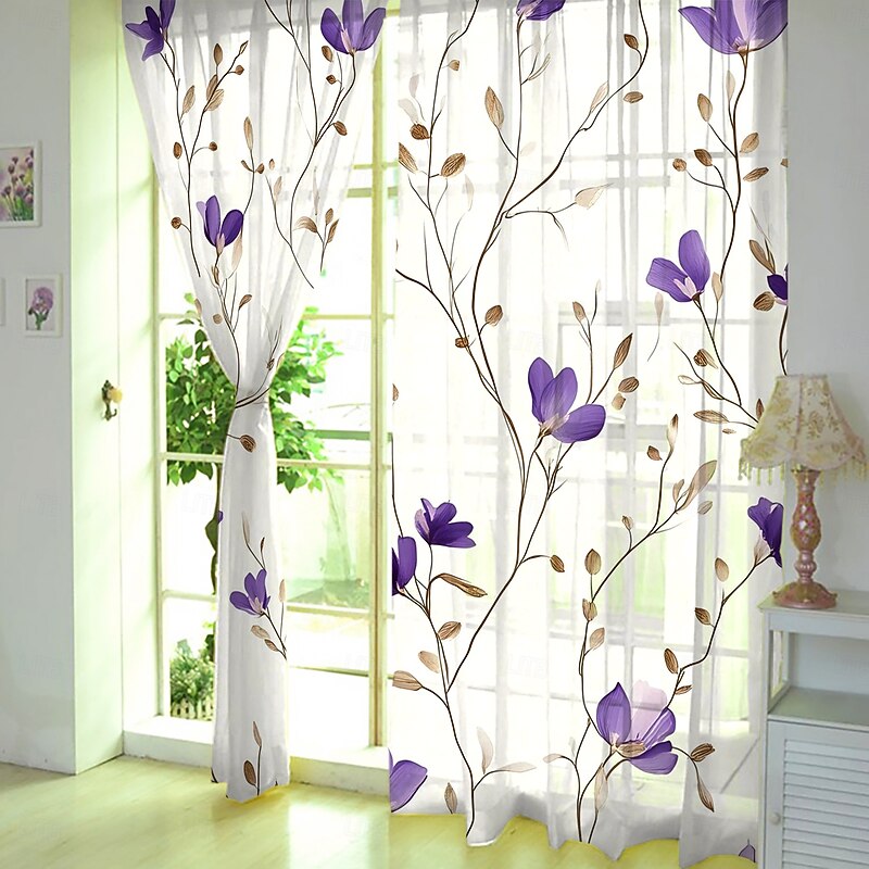 2-Piece set of plant and floral pattern window decoration products. Screen windows can be used for privacy protection and room decoration in bedrooms and kitchens4