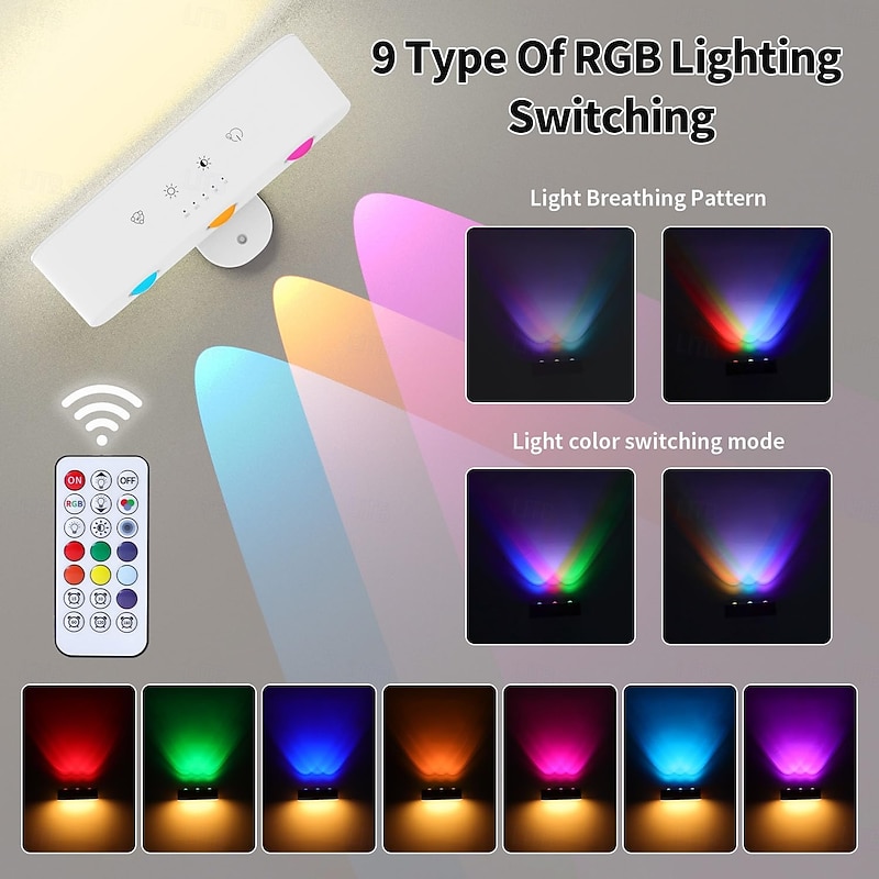 1 Pc Product Magnetic Double-Sided Luminous Wall Lamp Touch Dimming Type-C Charging Remote Control Can Be Handheld4