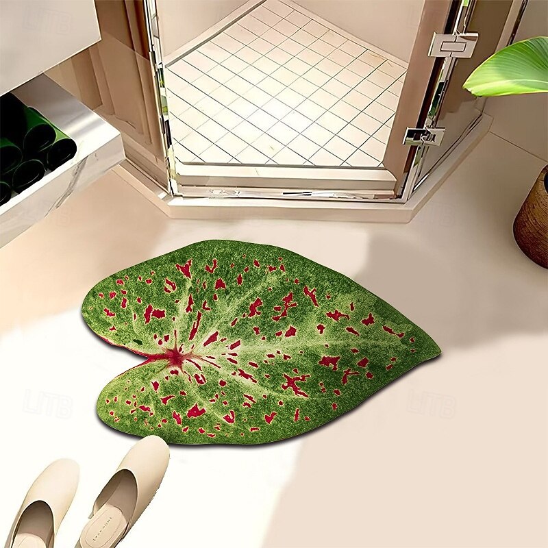 Leaf Shape Doormat Kitchen Mat Floor Mat Non-Slip Area Rug Oil Proof Rug Indoor Outdoor Mat Bedroom Decor Bathroom Mat Entrance Rug4