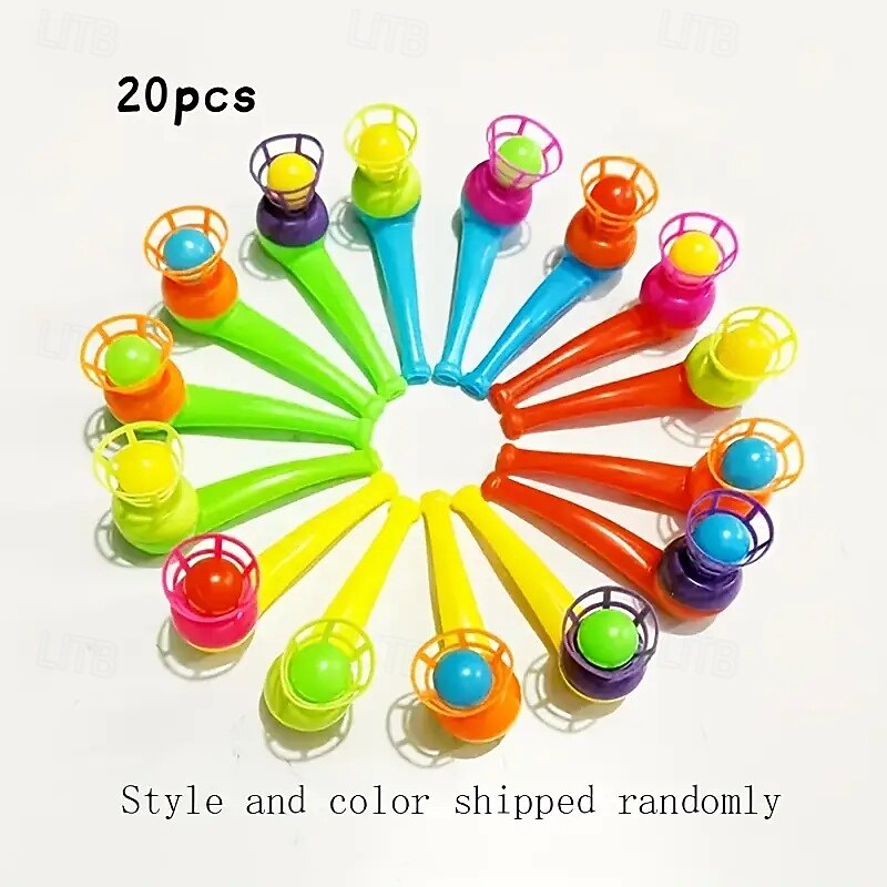 20pcs Fun Floating Blow Balls - Interactive Plastic Tube Toys for Youngsters Perfect for Holiday Parties & Gifts (Assorted Colors)