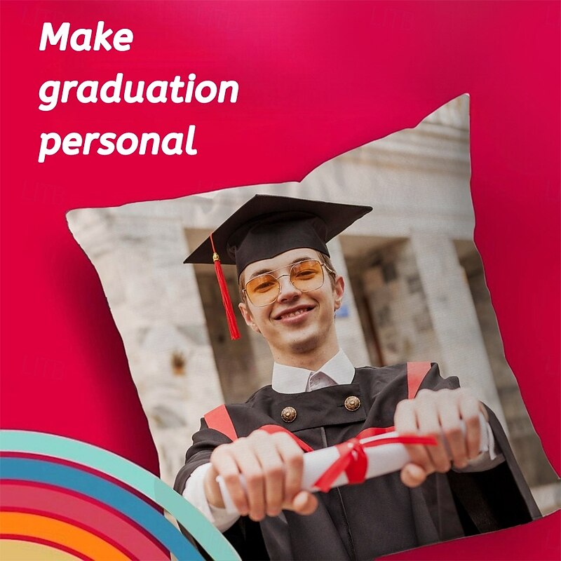 Graduation Personalized Decorations Pillow Cover Add your Image Best Graduation Gift Personalized Photo Design Picture Fashion Casual Pillowcase Cushion Cover 1pc Personalized Gift Custom Made